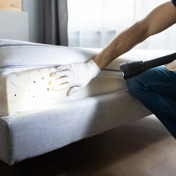 Bed bug treatment of a mattress seam
