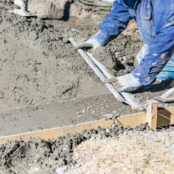 Concrete being placed during guniting work
